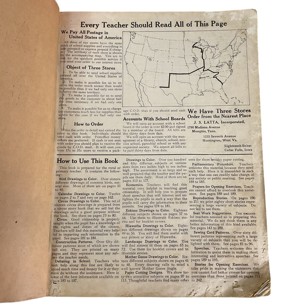 1927 School Catalog Latta’s Book for Teachers Sixth Edition Cedar Falls Iowa
