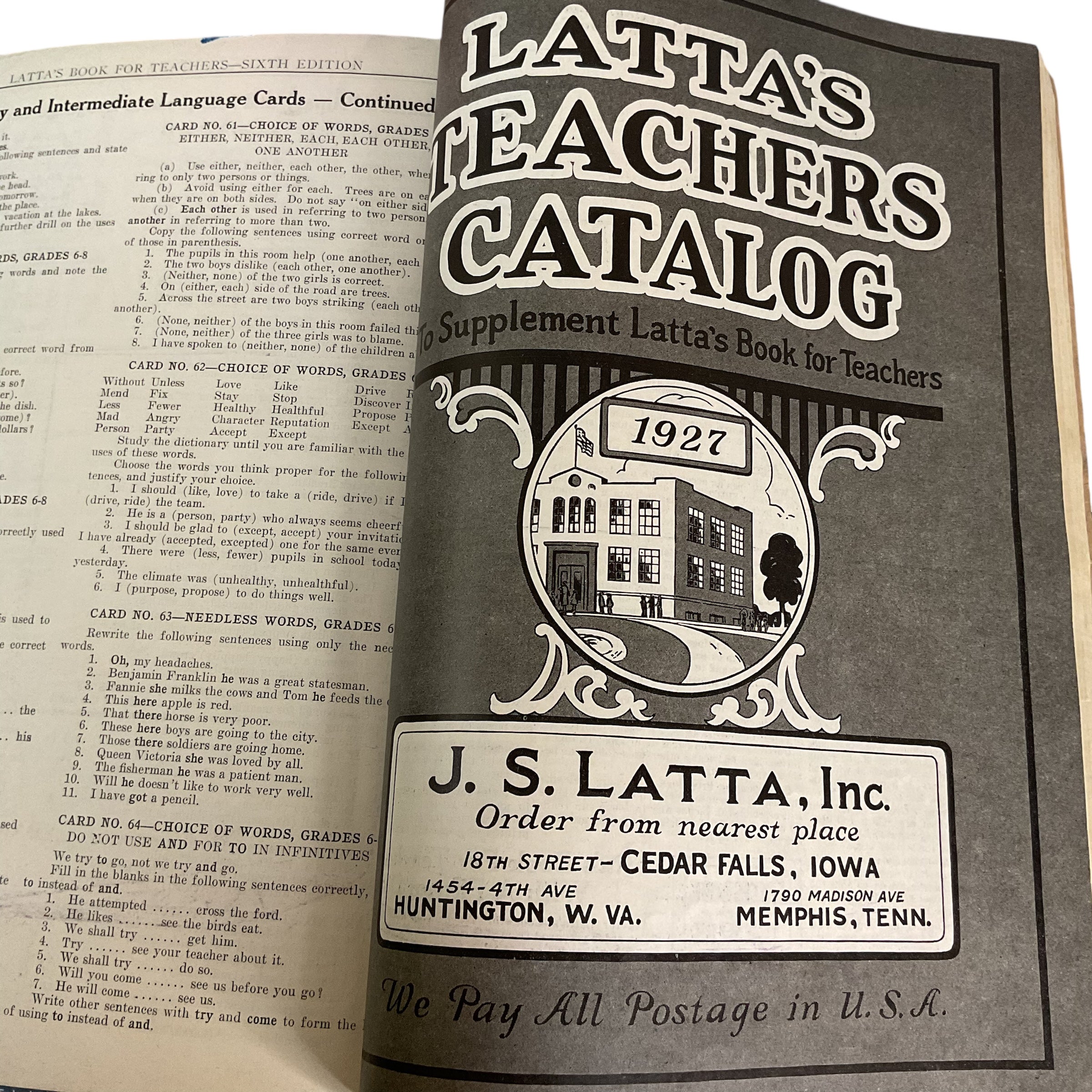 1927 School Catalog Latta’s Book for Teachers Sixth Edition Cedar Falls Iowa - Avid Vintage