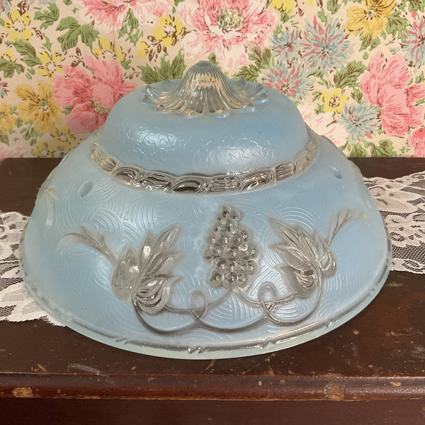 Vintage Art Deco 3 Chain Blue Glass Ceiling Light Shade Replacement