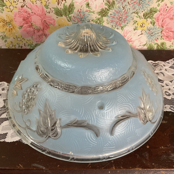 Vintage Art Deco 3 Chain Blue Glass Ceiling Light Shade Replacement