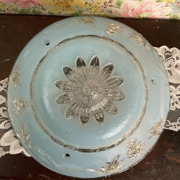 Vintage Art Deco 3 Chain Blue Glass Ceiling Light Shade Replacement