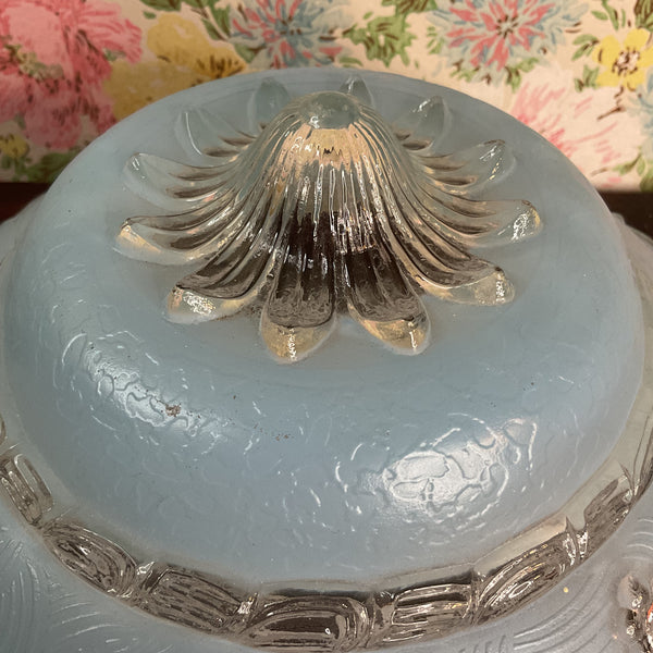 Vintage Art Deco 3 Chain Blue Glass Ceiling Light Shade Replacement