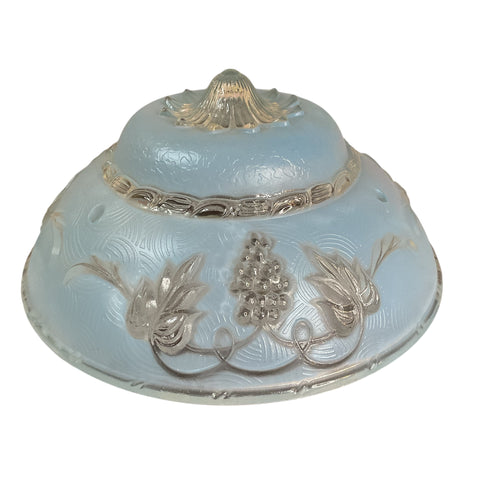 Vintage Art Deco 3 Chain Blue Glass Ceiling Light Shade Replacement