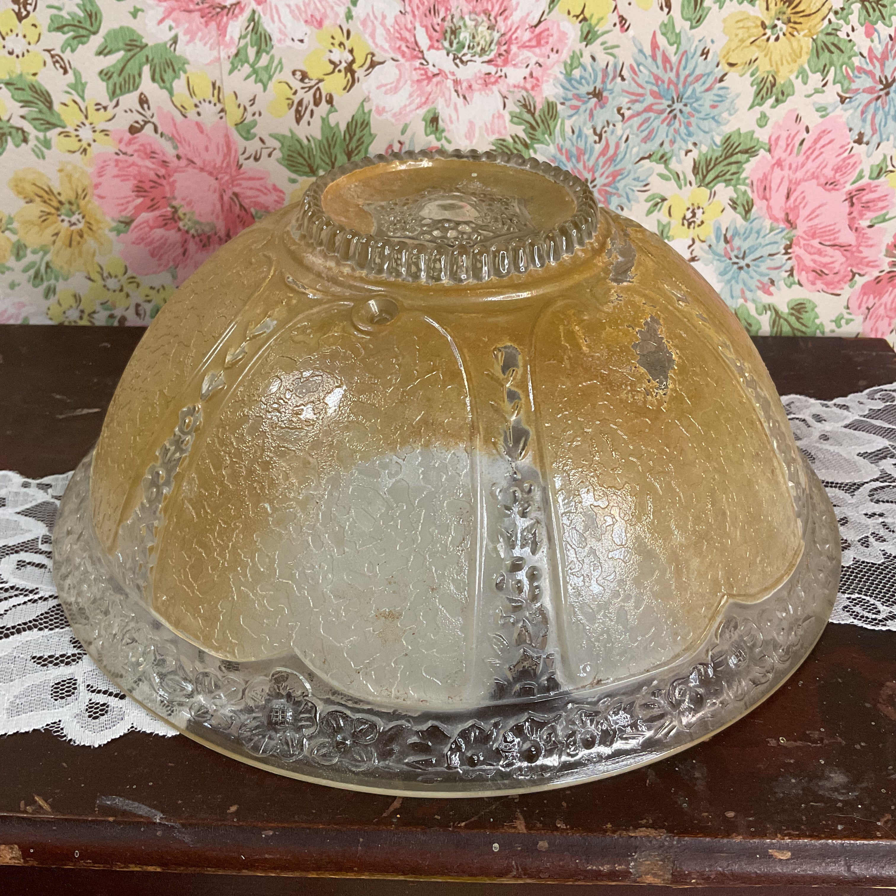 Vintage Art Deco 3 Hole Light Gold Glass Ceiling Light Shade Replacement