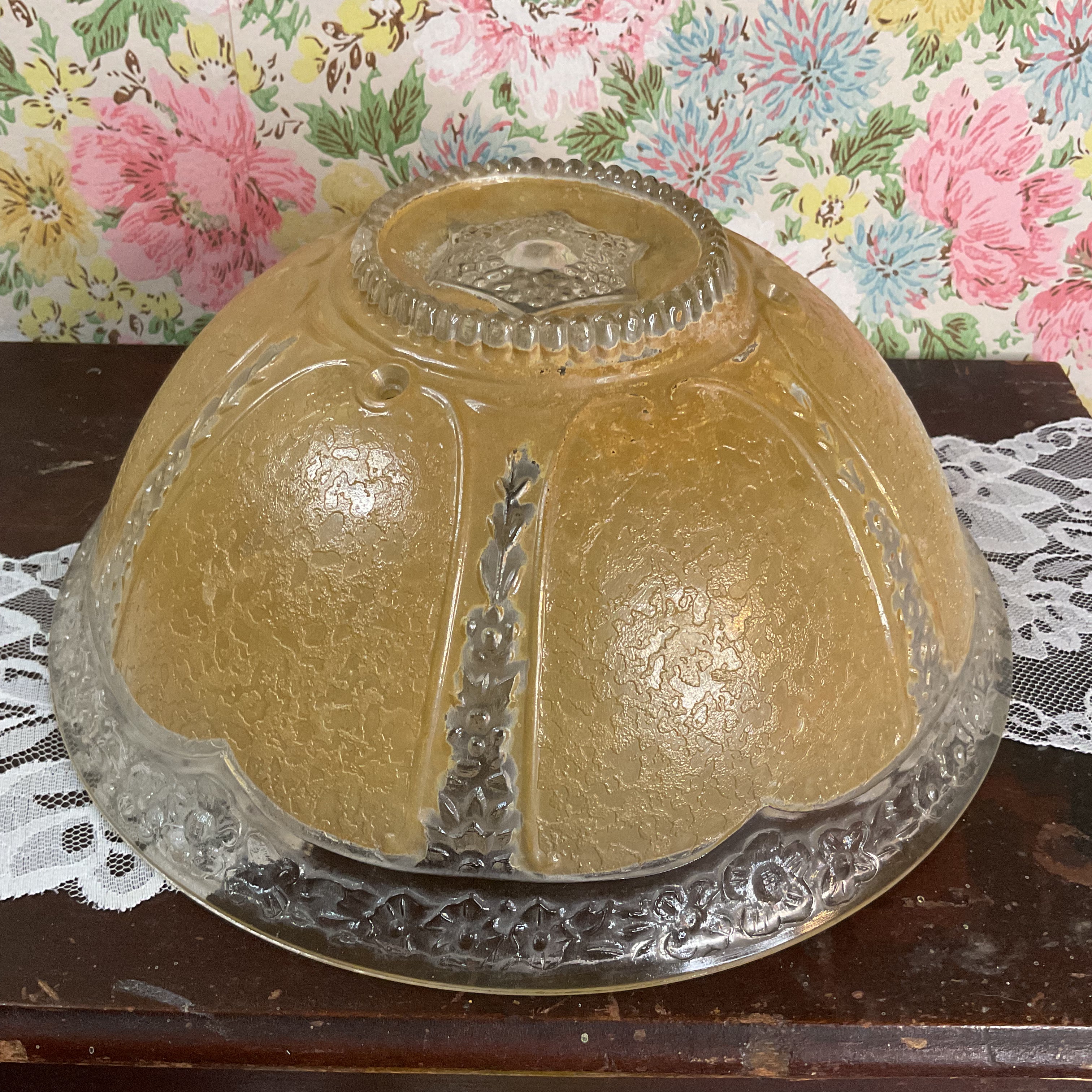 Vintage Art Deco 3 Hole Light Gold Glass Ceiling Light Shade Replacement