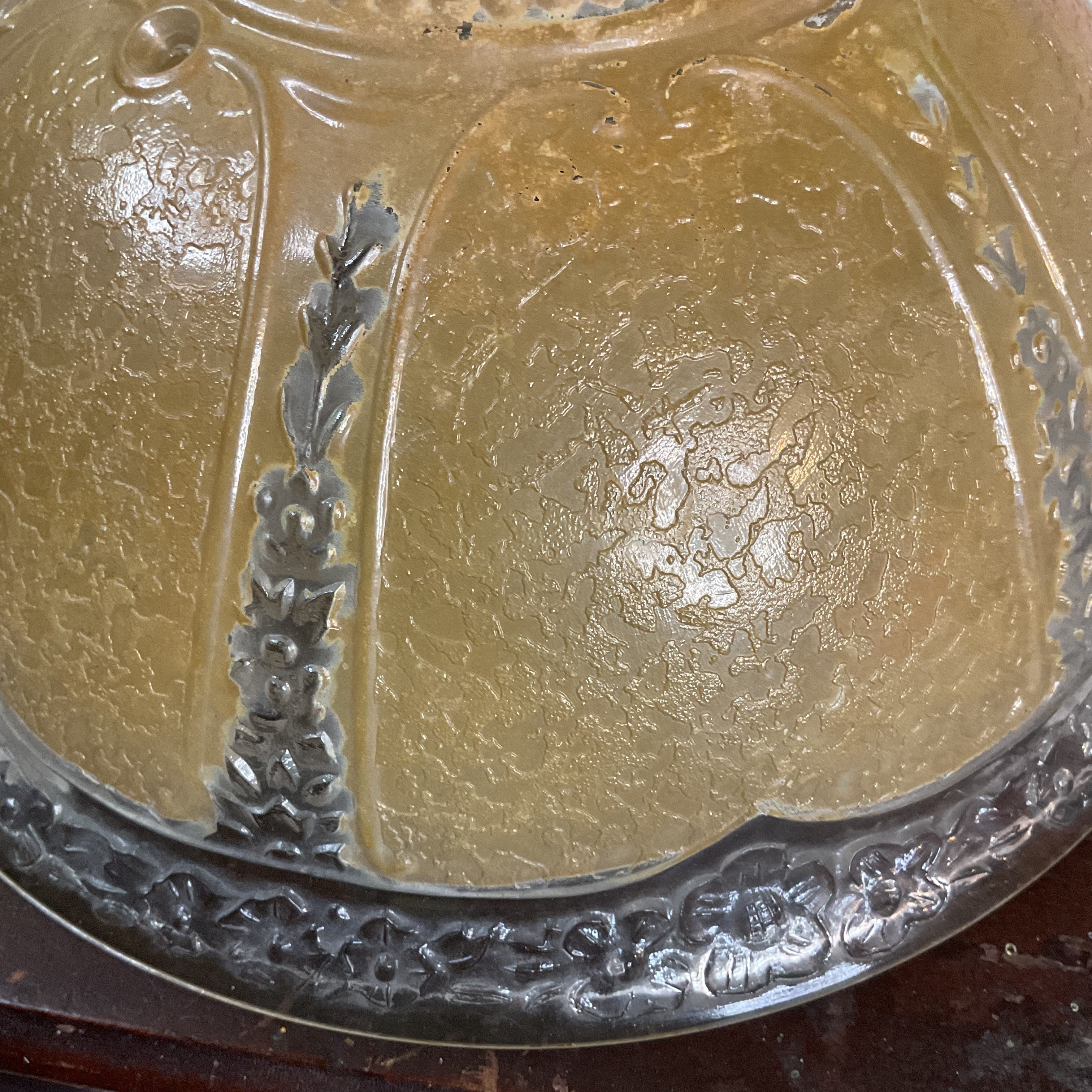 Vintage Art Deco 3 Hole Light Gold Glass Ceiling Light Shade Replacement