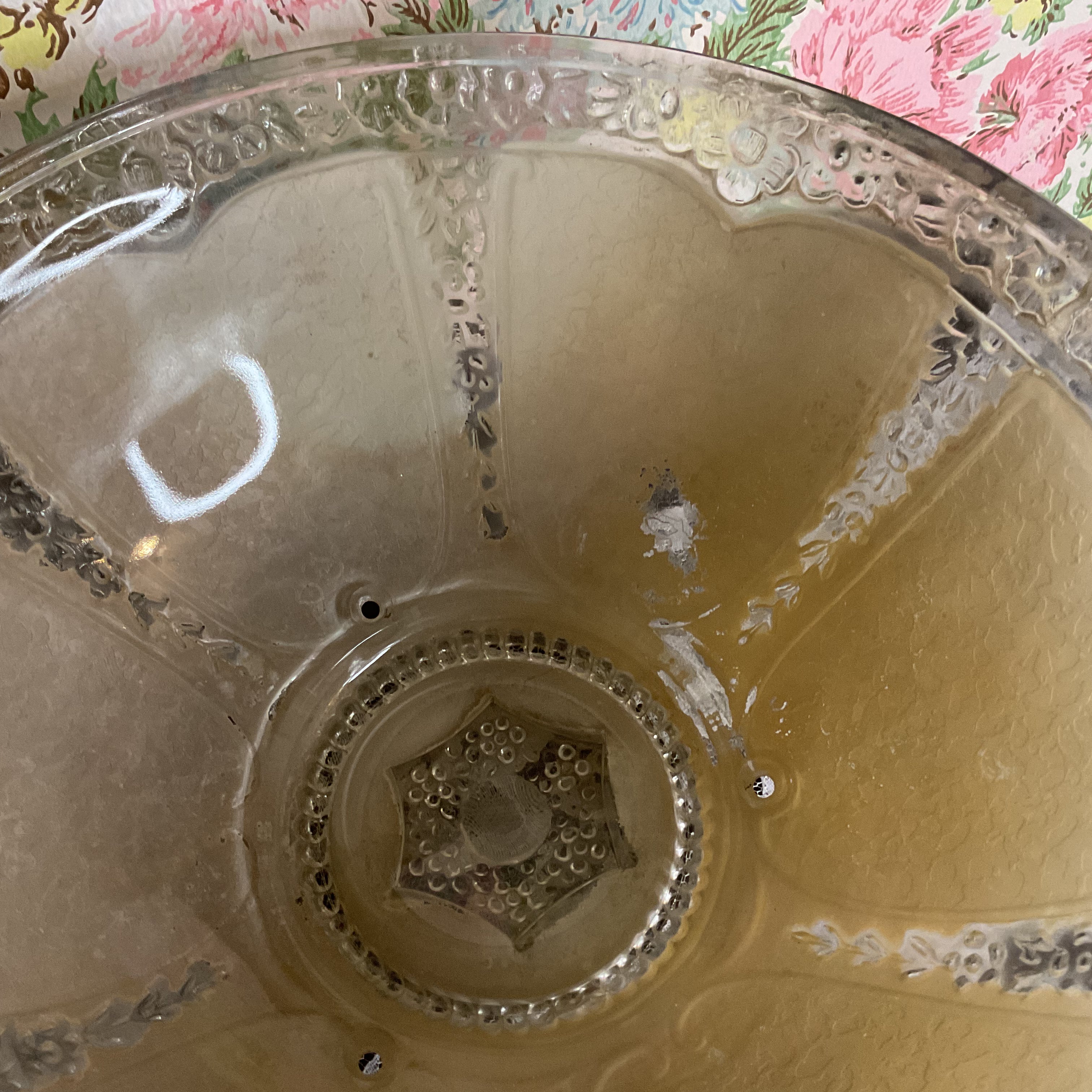 Vintage Art Deco 3 Hole Light Gold Glass Ceiling Light Shade Replacement