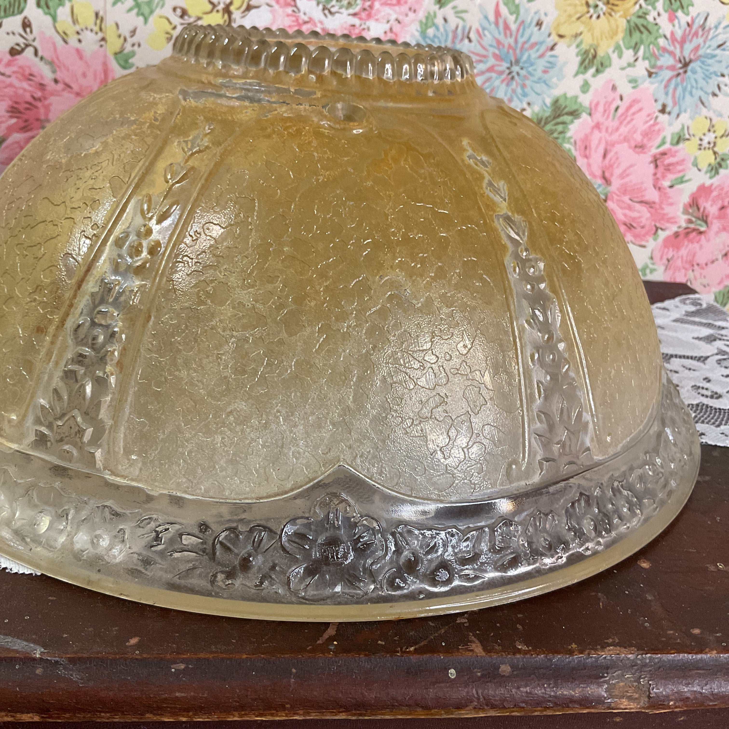 Vintage Art Deco 3 Hole Light Gold Glass Ceiling Light Shade Replacement