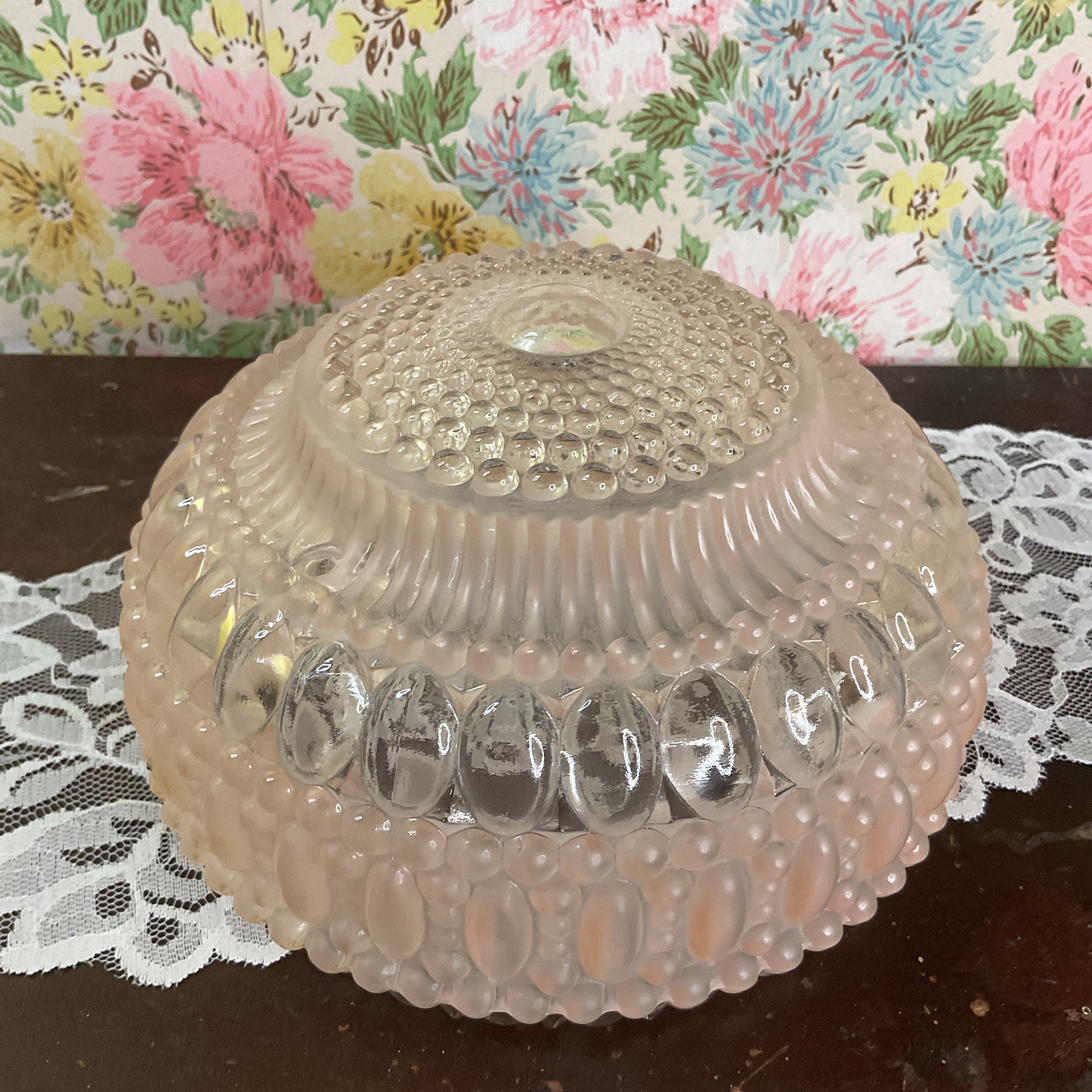 Vintage Pink Hobnail Bubble Glass 3 Hole Chain Ceiling Light Shade Replacement