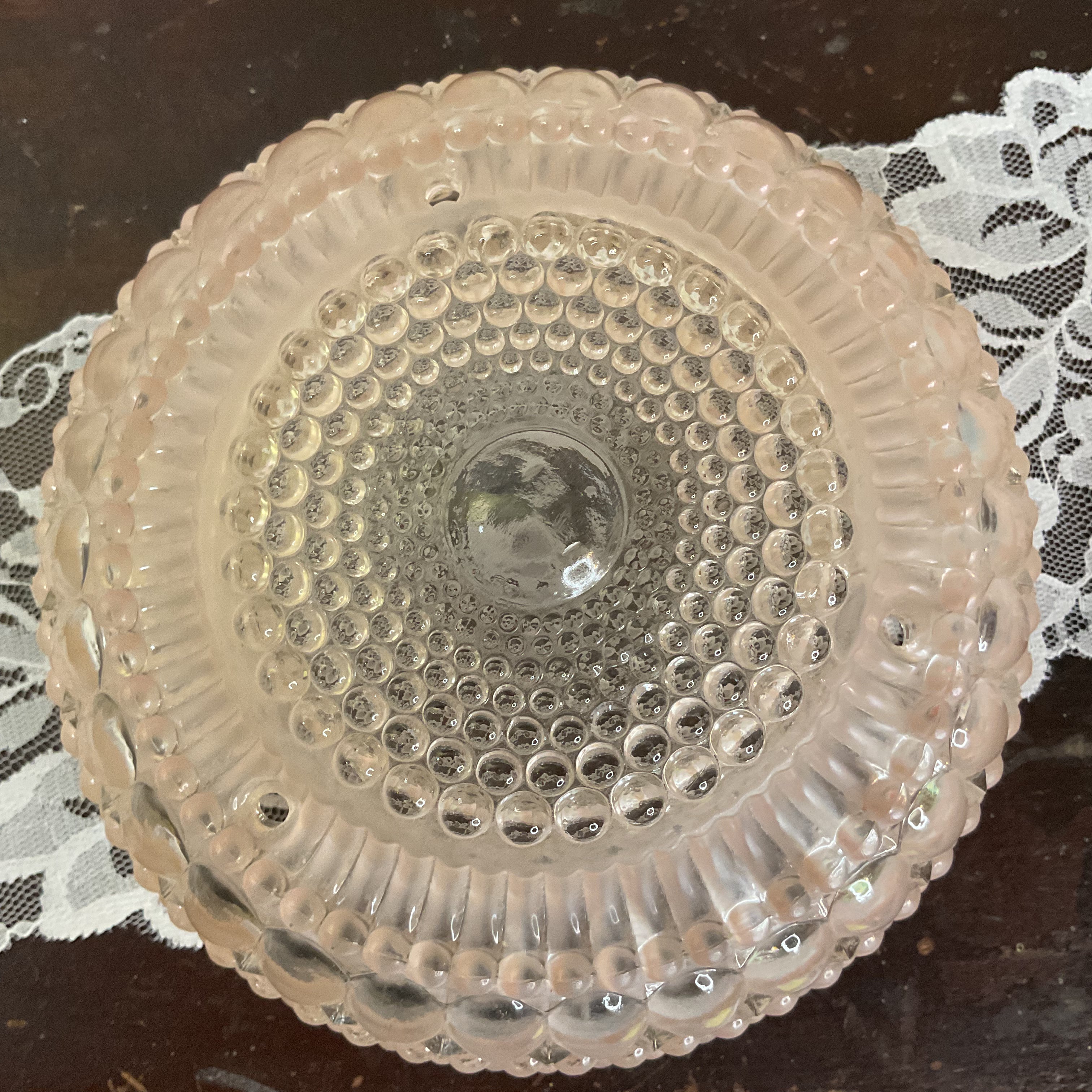 Vintage Pink Hobnail Bubble Glass 3 Hole Chain Ceiling Light Shade Replacement