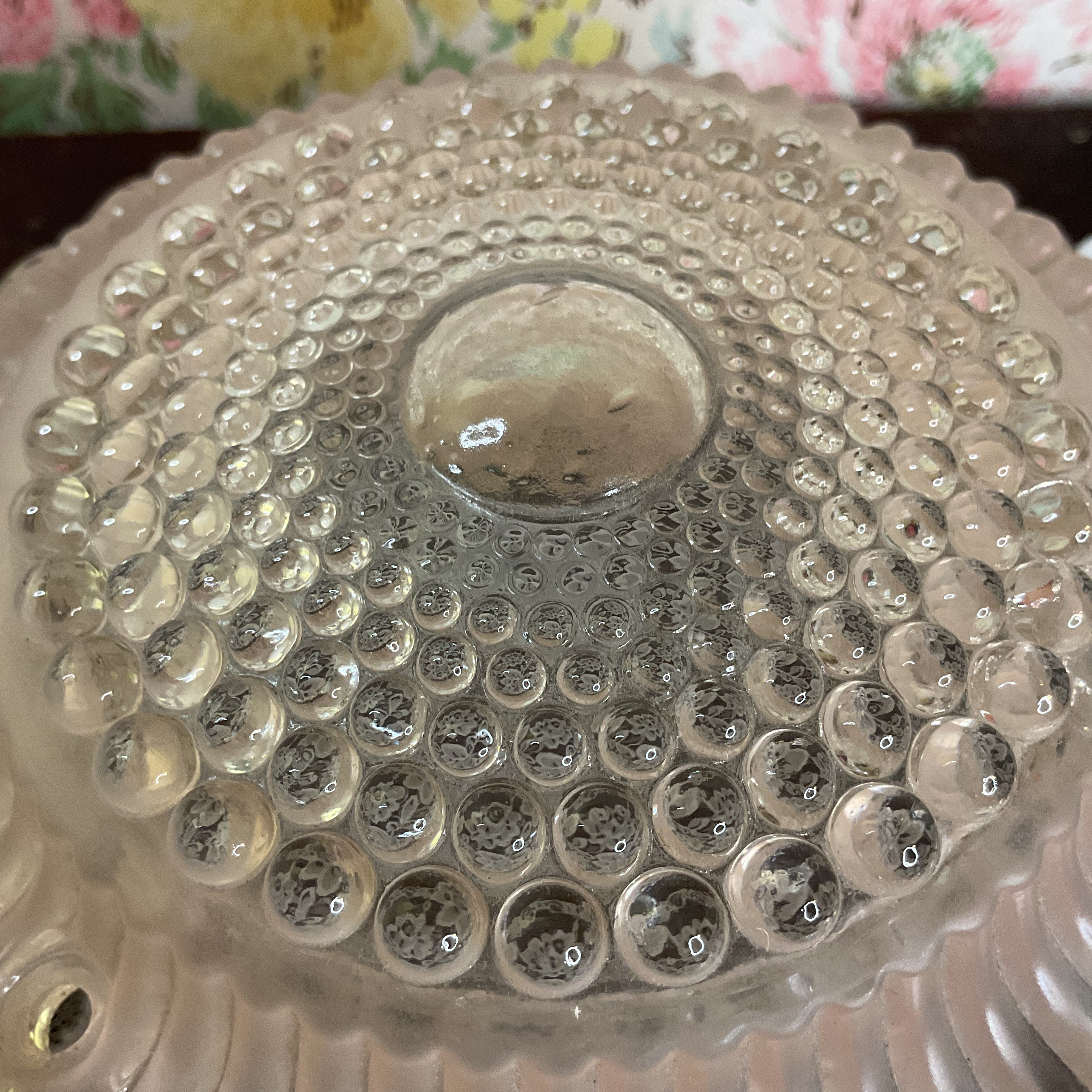 Vintage Pink Hobnail Bubble Glass 3 Hole Chain Ceiling Light Shade Replacement