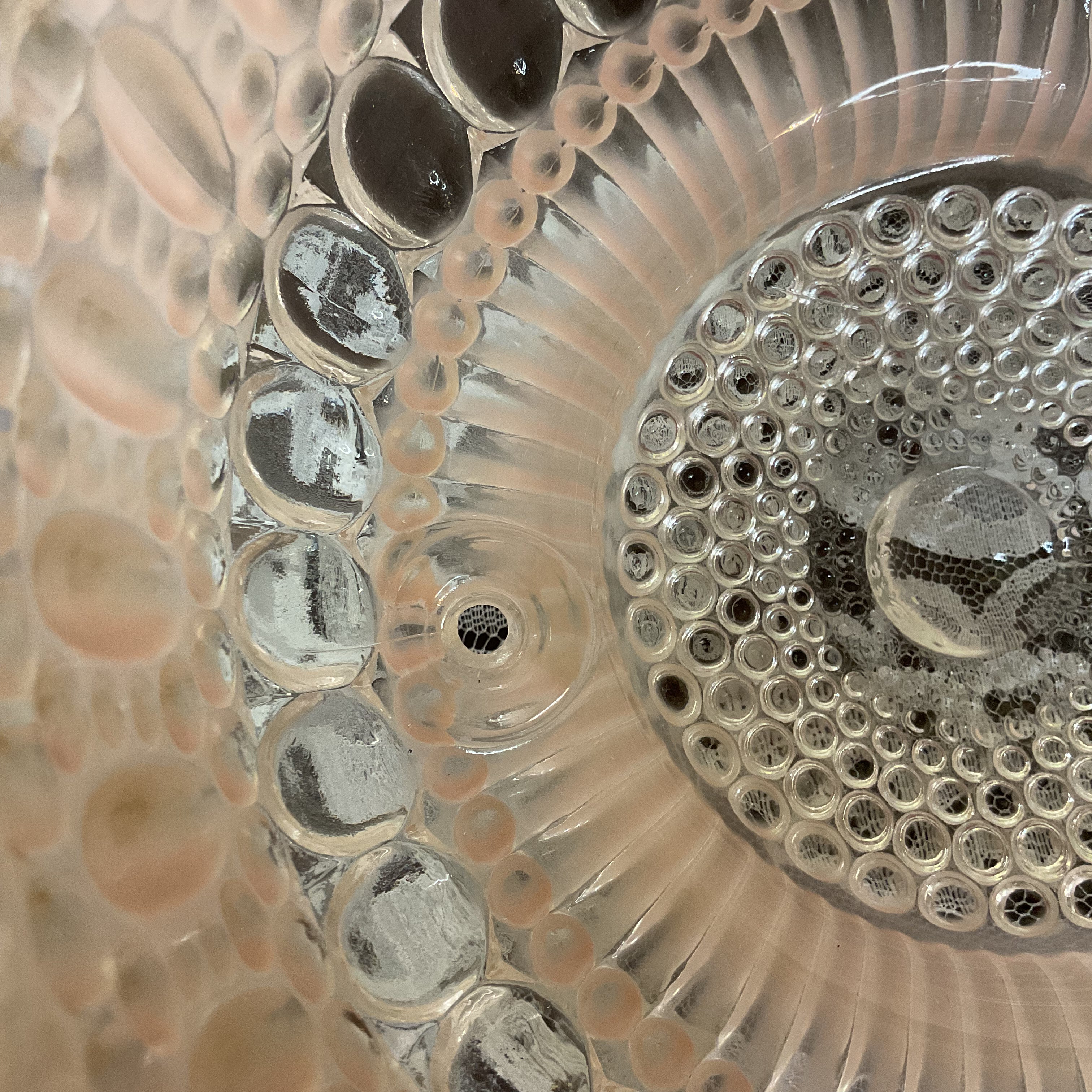 Vintage Pink Hobnail Bubble Glass 3 Hole Chain Ceiling Light Shade Replacement