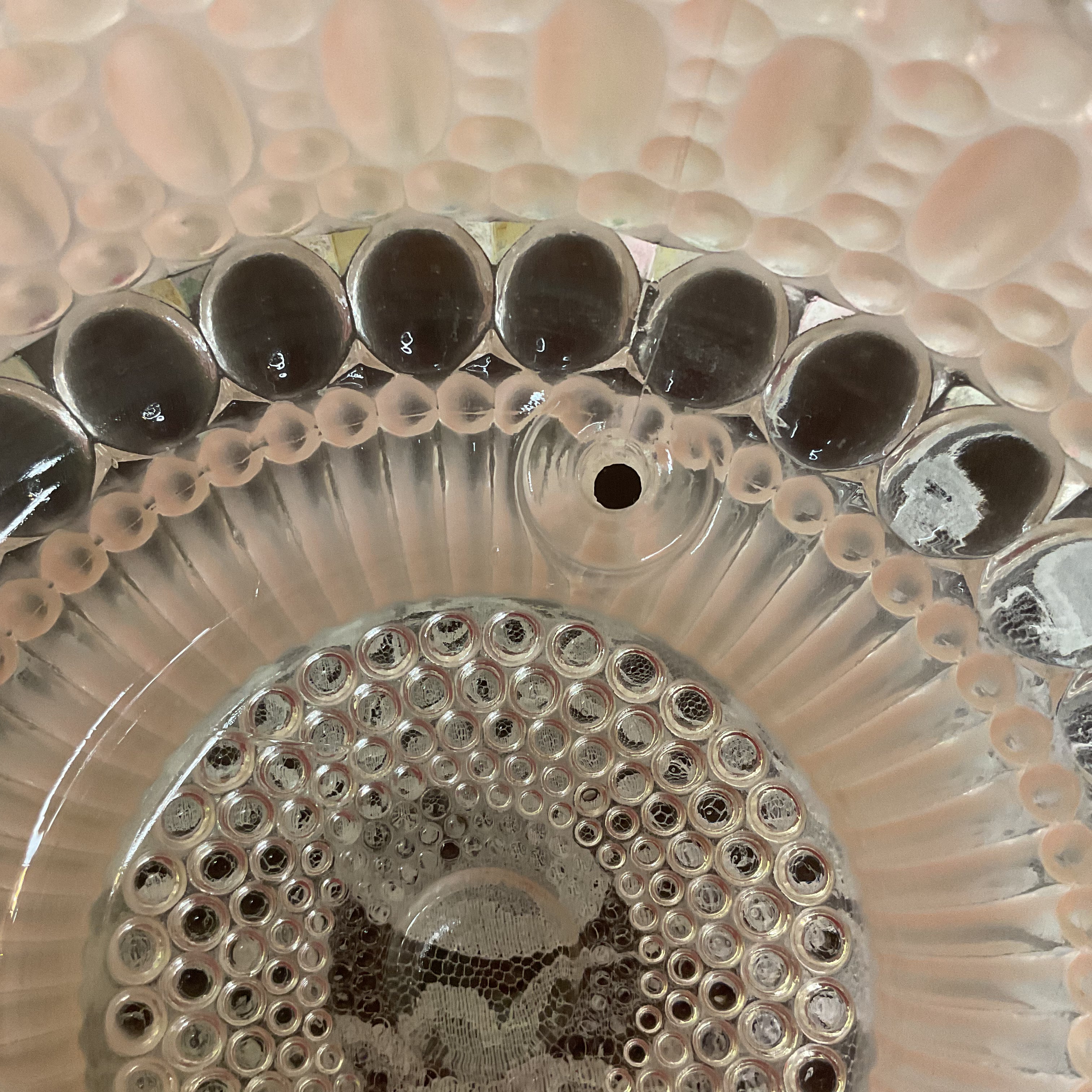 Vintage Pink Hobnail Bubble Glass 3 Hole Chain Ceiling Light Shade Replacement