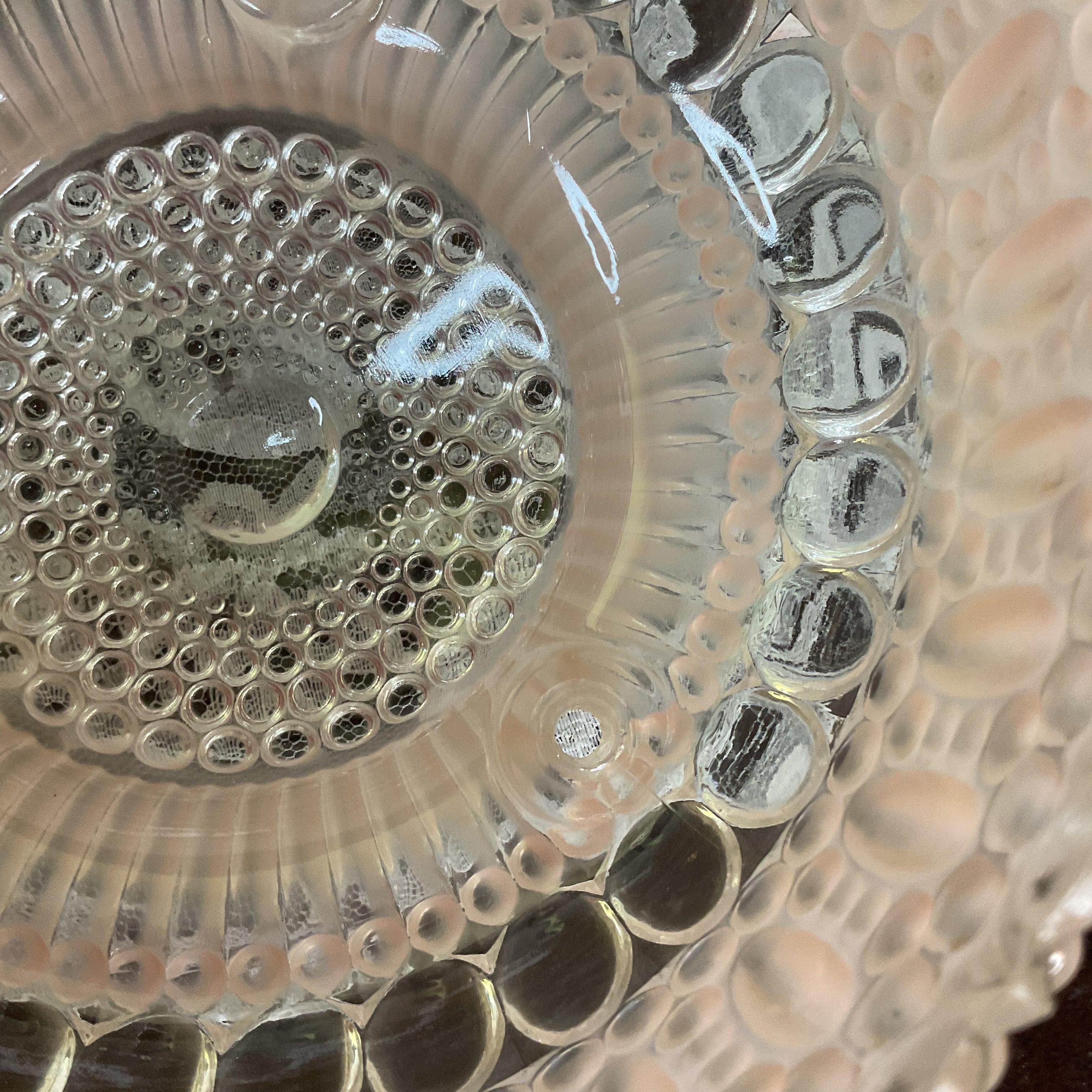 Vintage Pink Hobnail Bubble Glass 3 Hole Chain Ceiling Light Shade Replacement