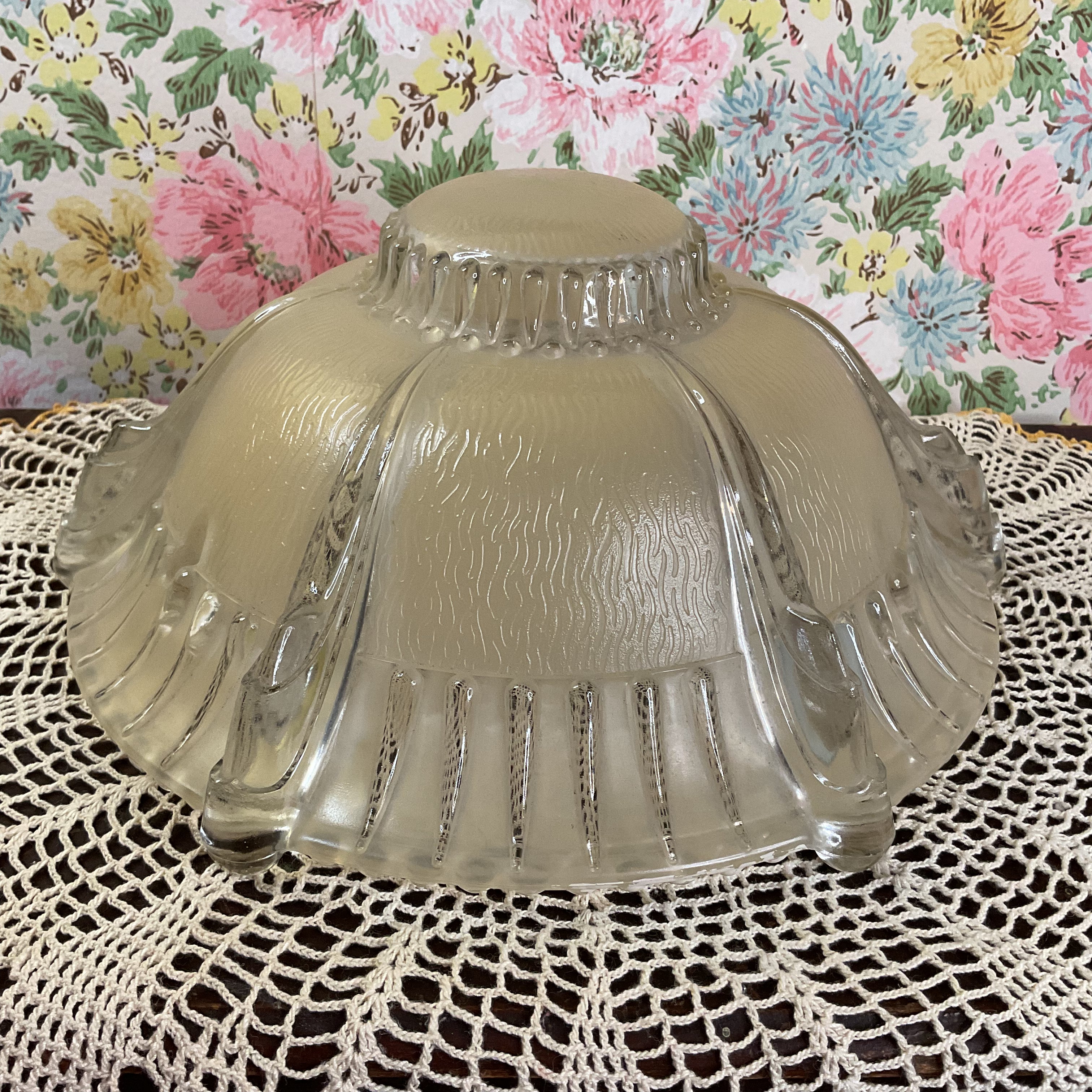 Vintage Art Deco 3 Chain Beige Glass Ceiling Light Shade Replacement