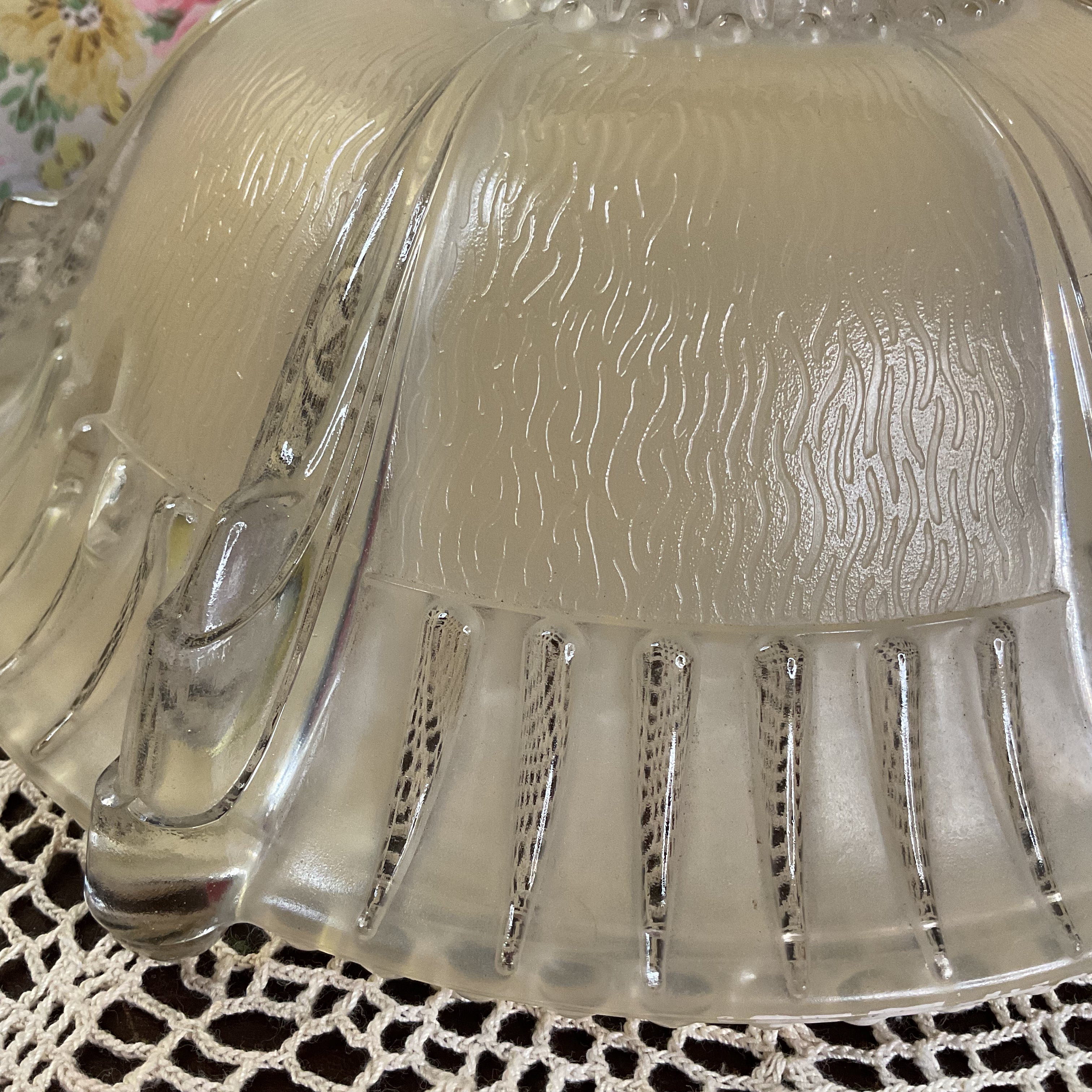 Vintage Art Deco 3 Chain Beige Glass Ceiling Light Shade Replacement