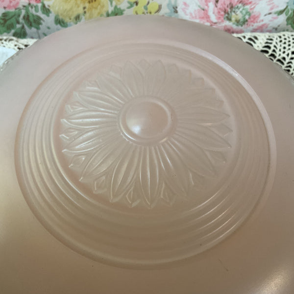 Vintage Frosted Pink and Clear Pressed Glass 3 Hole Ceiling Light Shade Replacement
