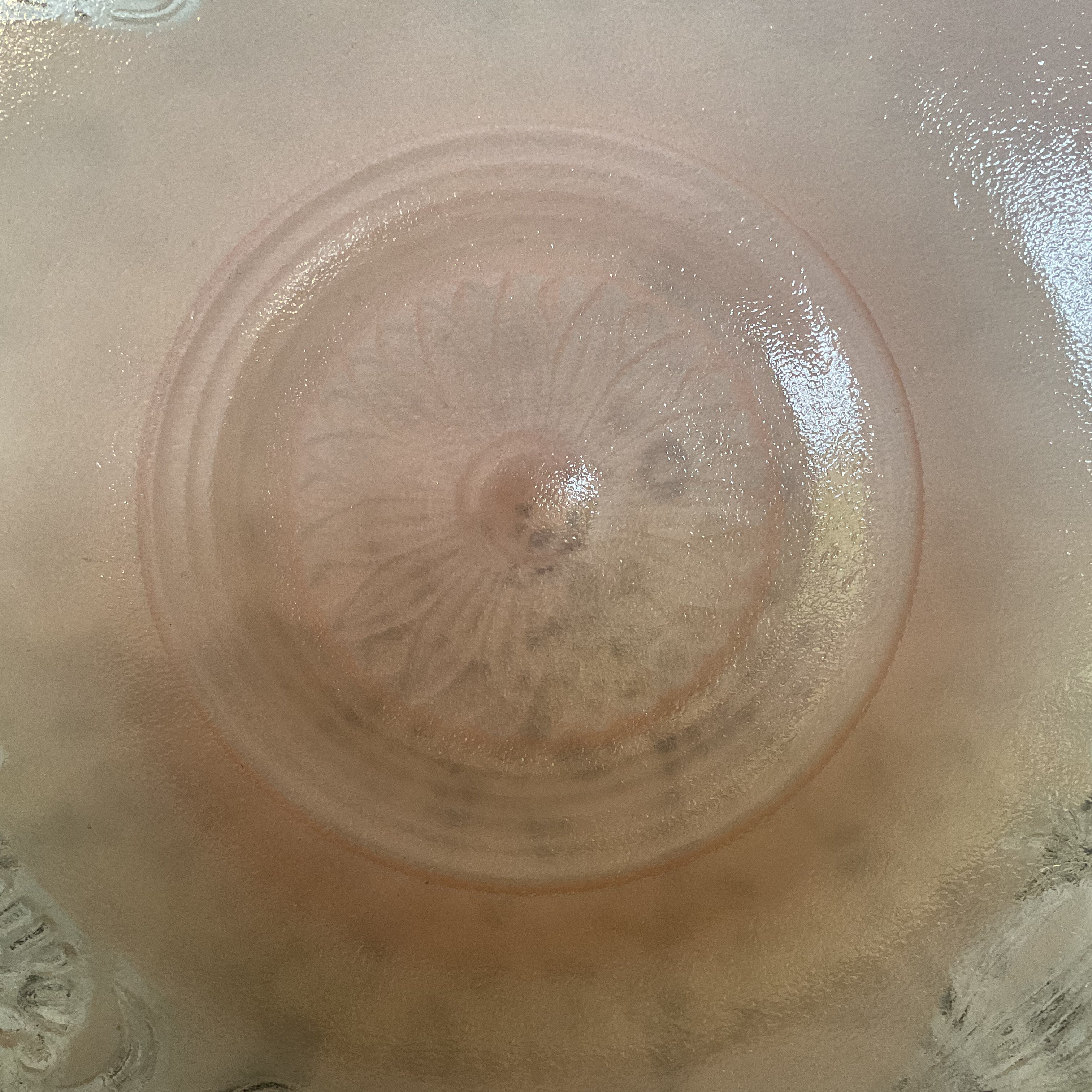 Vintage Frosted Pink and Clear Pressed Glass 3 Hole Ceiling Light Shade Replacement