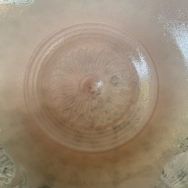 Vintage Frosted Pink and Clear Pressed Glass 3 Hole Ceiling Light Shade Replacement