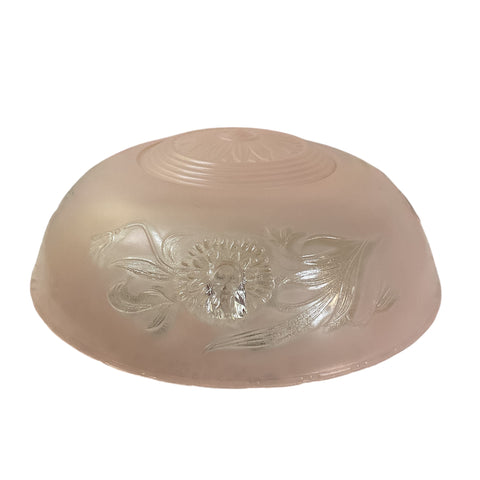 Vintage Frosted Pink and Clear Pressed Glass 3 Hole Ceiling Light Shade Replacement