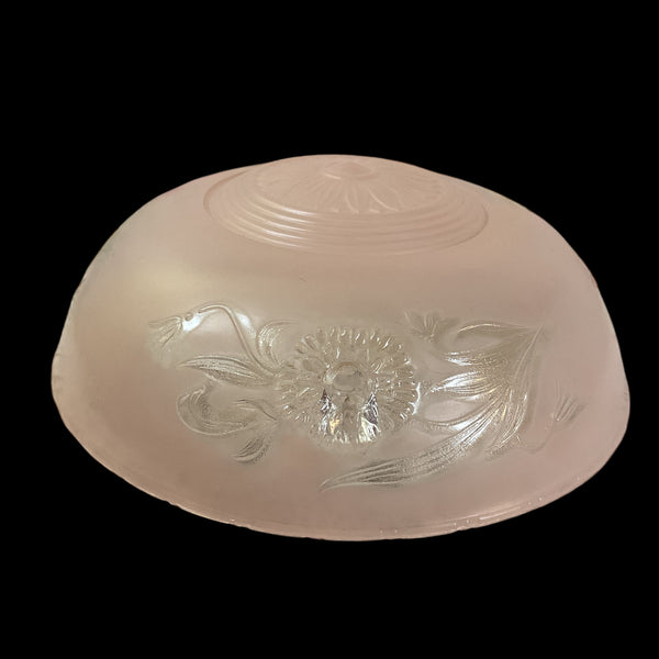 Vintage Frosted Pink and Clear Pressed Glass 3 Hole Ceiling Light Shade Replacement