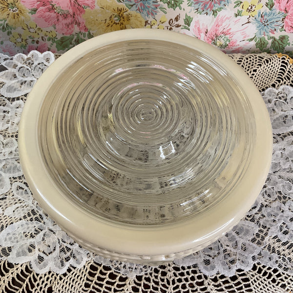 Vintage Flush Mount Beige Pressed Glass Ceiling Light Shade Replacement Nautical