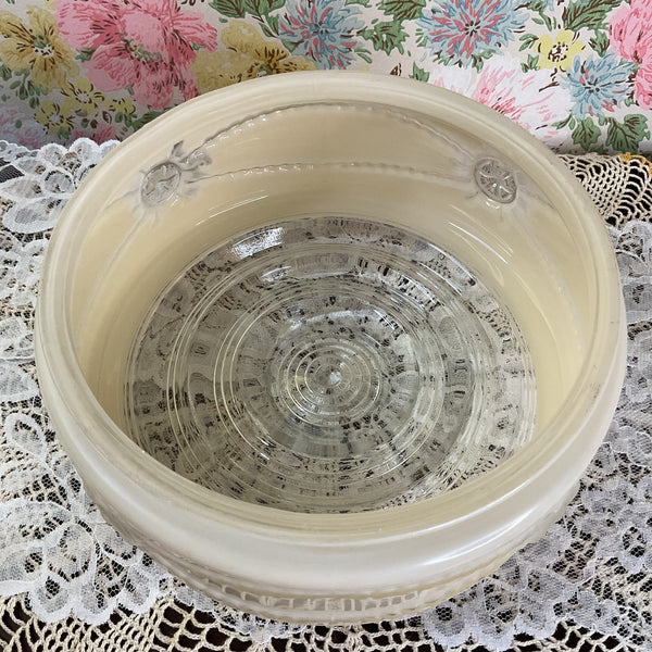 Vintage Flush Mount Beige Pressed Glass Ceiling Light Shade Replacement Nautical