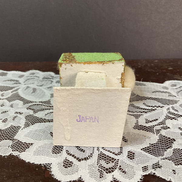 Vintage Japan Putz Chick on Mailbox 1950s Cardboard Glitter Easter Decoration