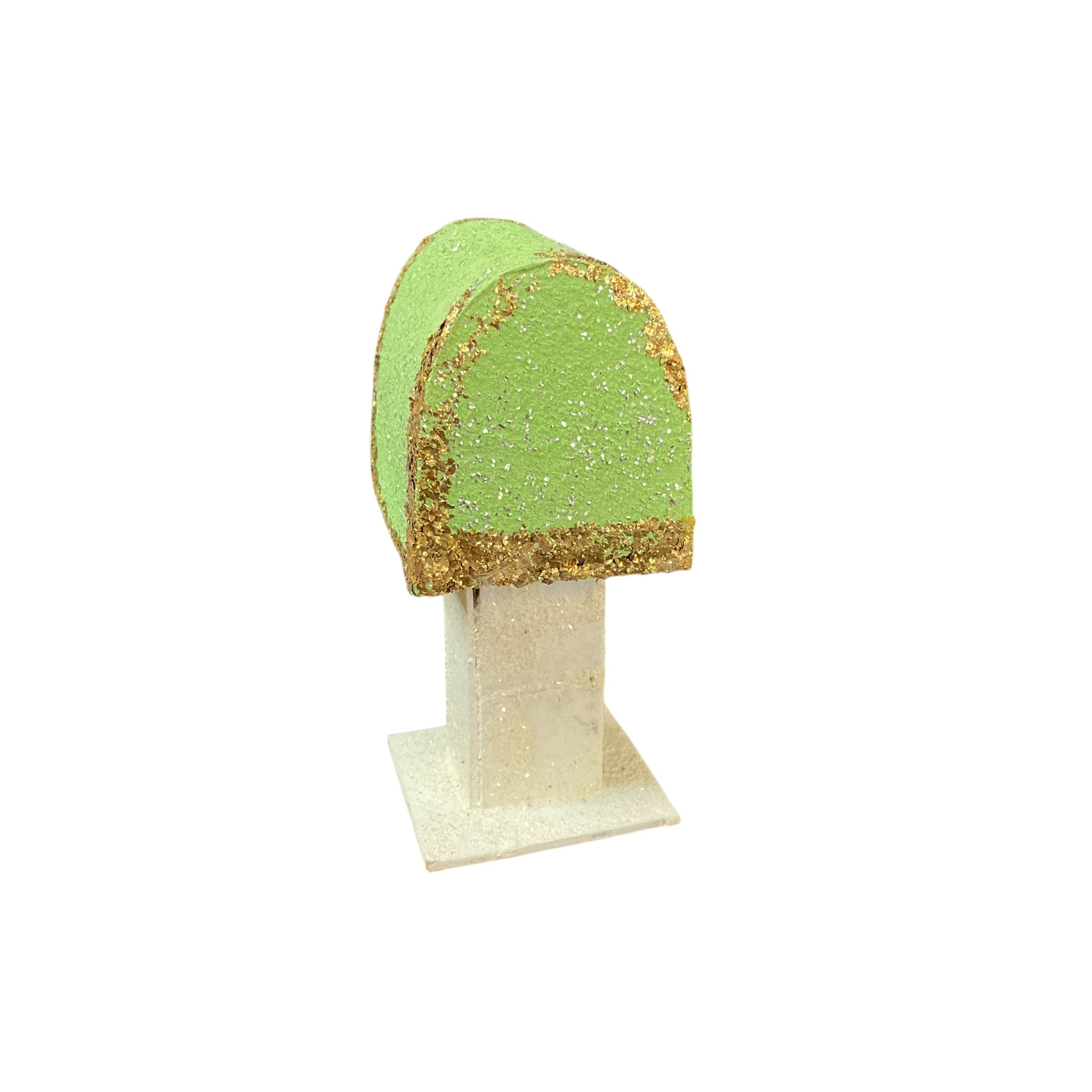 Vintage Japan Putz Chick on Mailbox 1950s Cardboard Glitter Easter Decoration