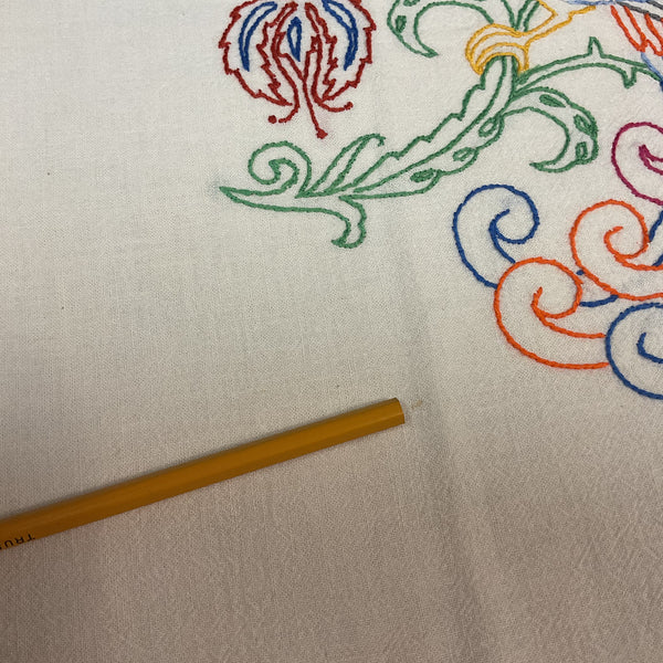 Vintage 1940s Hand Embroidered Pillow Cover Beautiful Bird 17x19