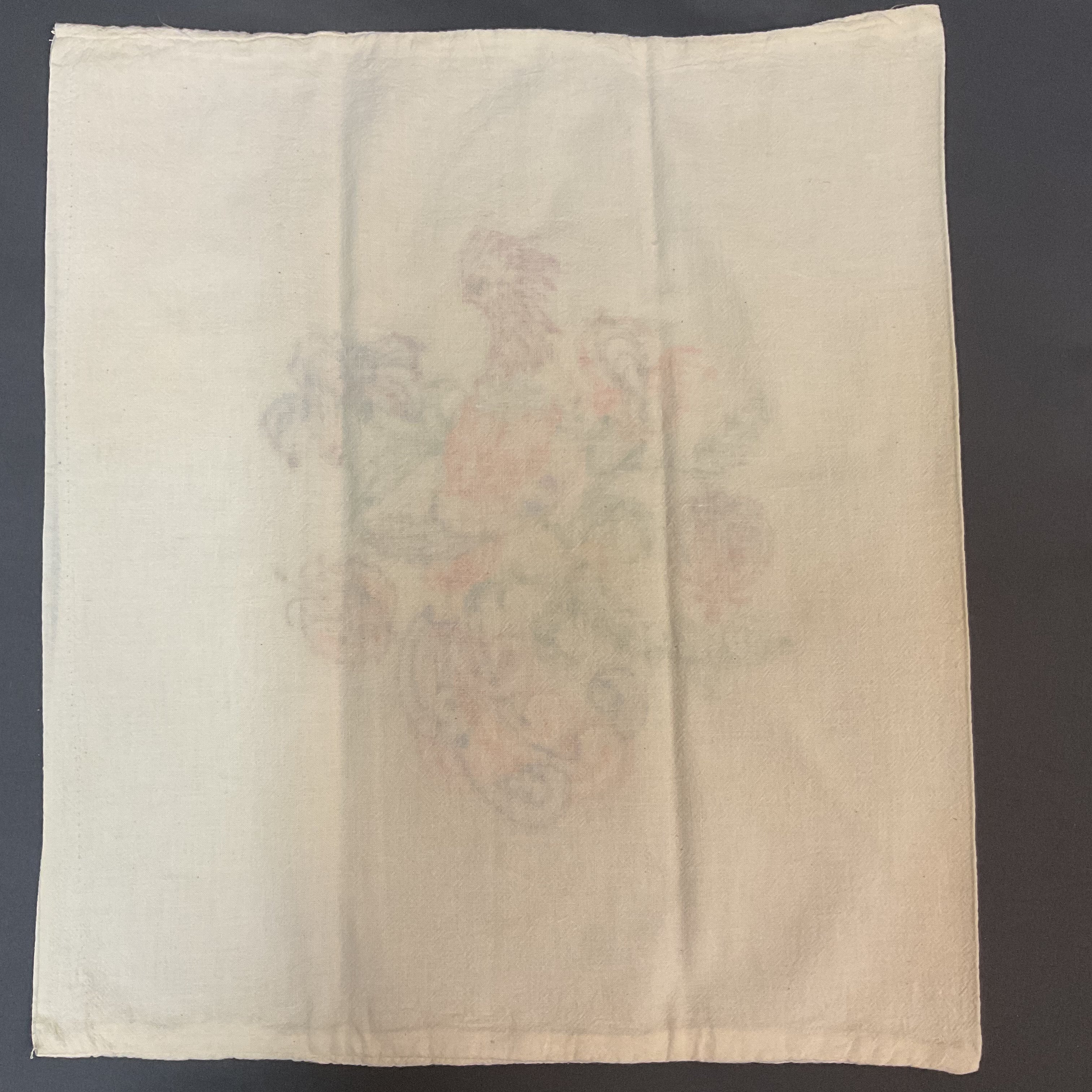 Vintage 1940s Hand Embroidered Pillow Cover Beautiful Bird 17x19