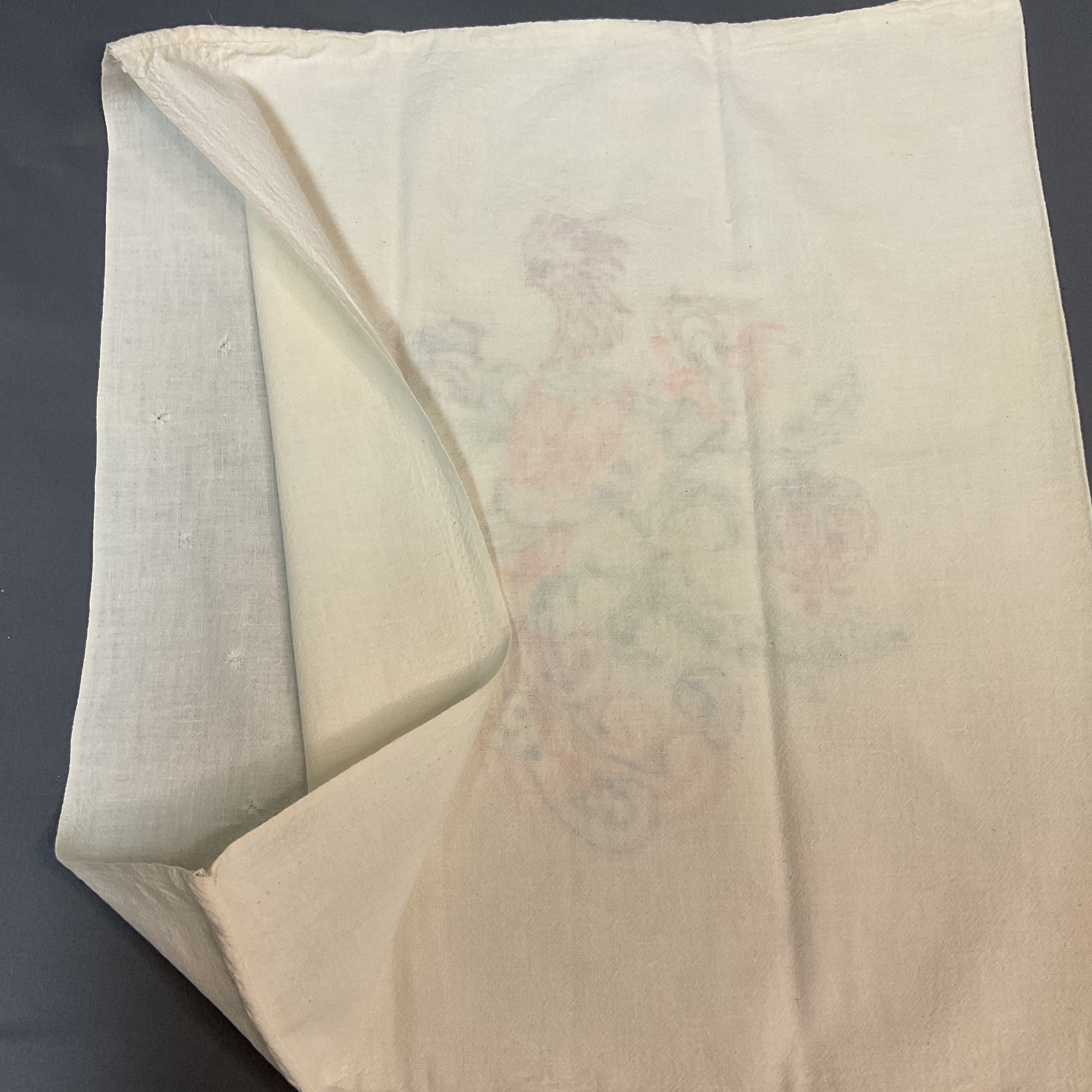 Vintage 1940s Hand Embroidered Pillow Cover Beautiful Bird 17x19