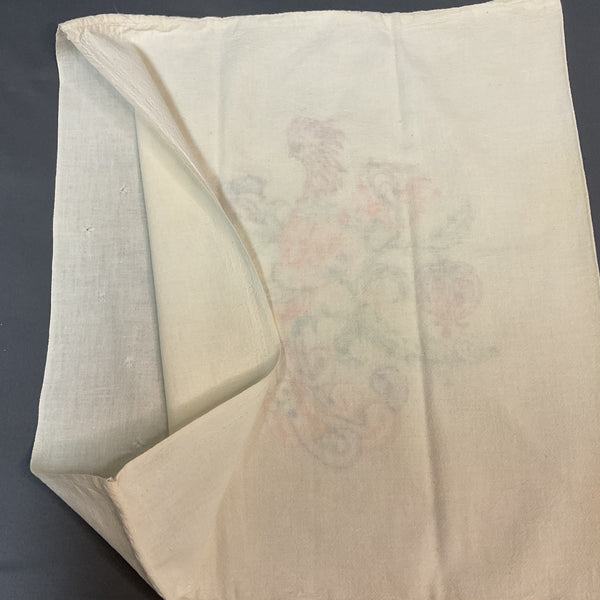 Vintage 1940s Hand Embroidered Pillow Cover Beautiful Bird 17x19