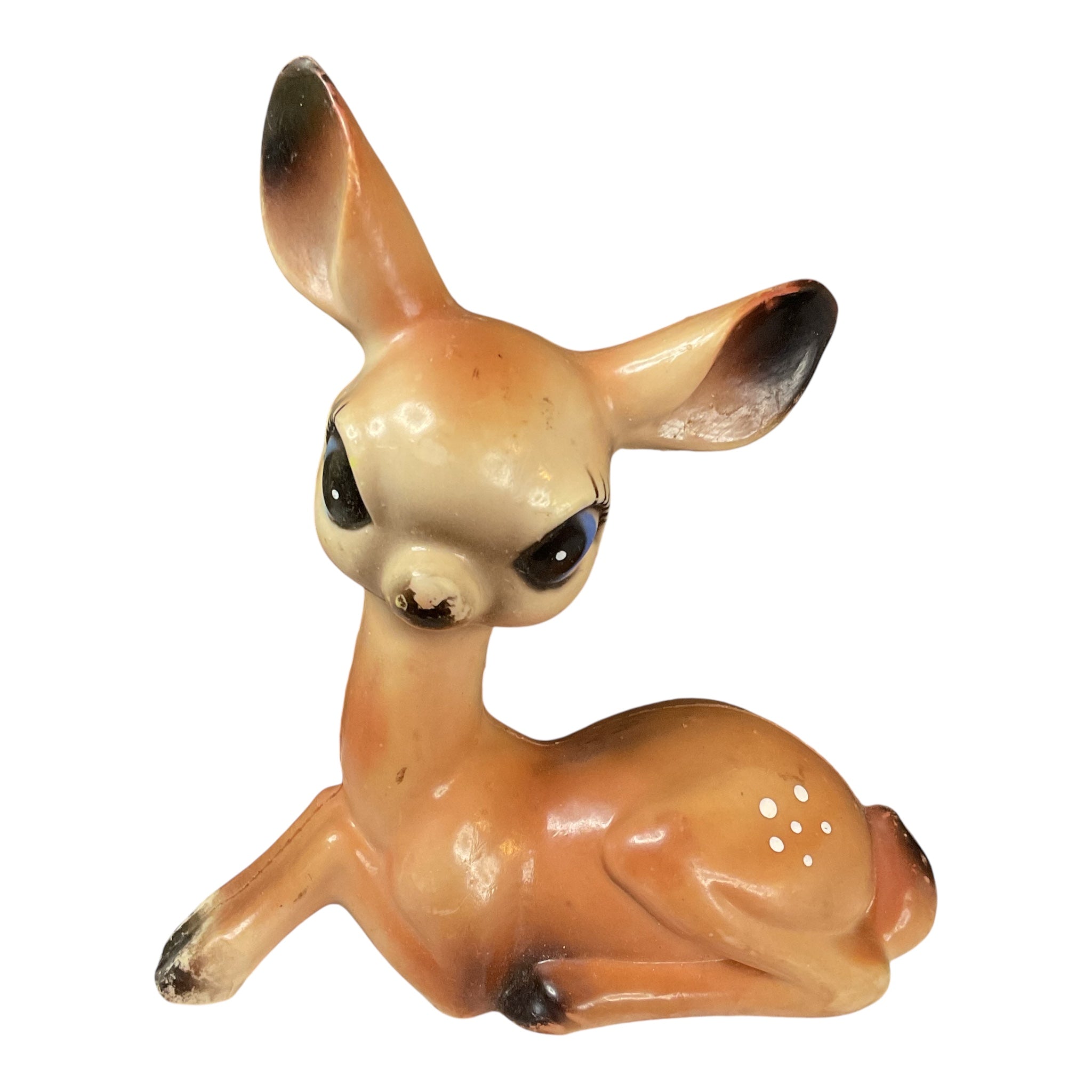 Large Adorable Vintage Blue Eyed Hard Plastic Fawn - Avid Vintage
