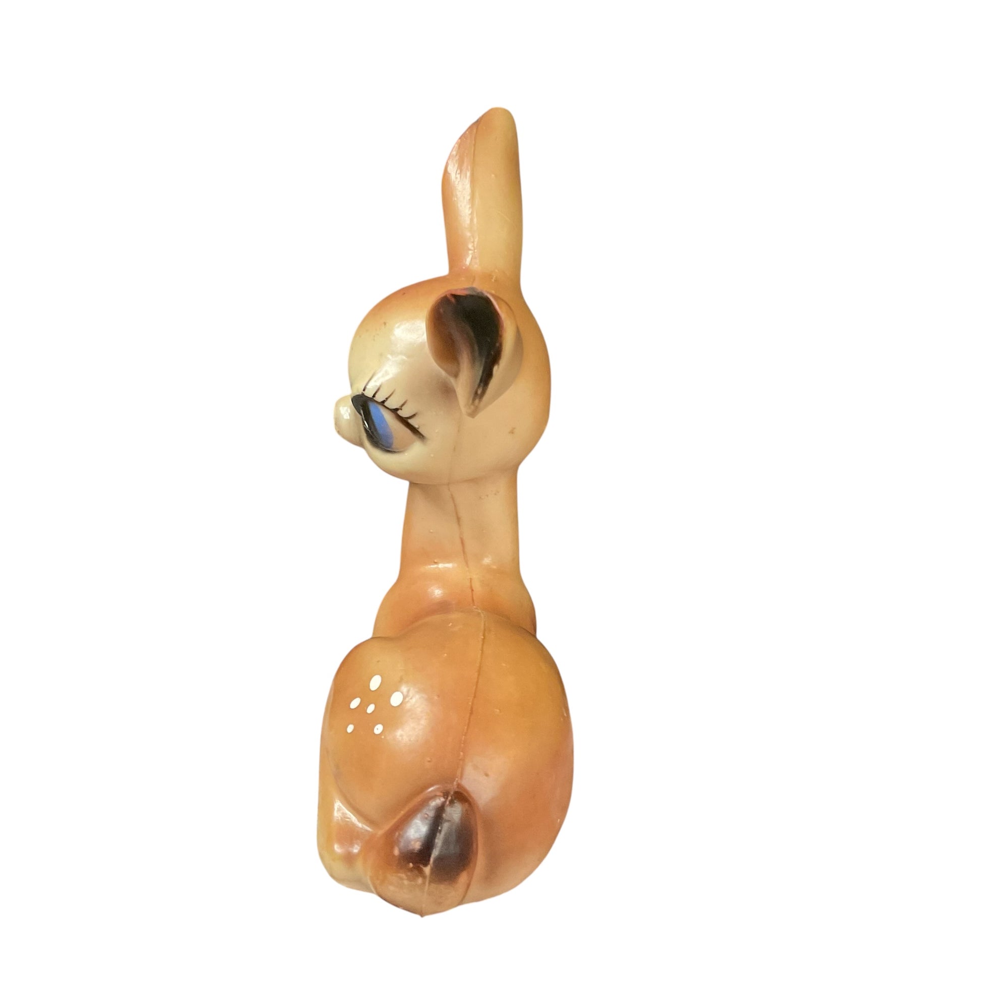 Large Adorable Vintage Blue Eyed Hard Plastic Fawn - Avid Vintage