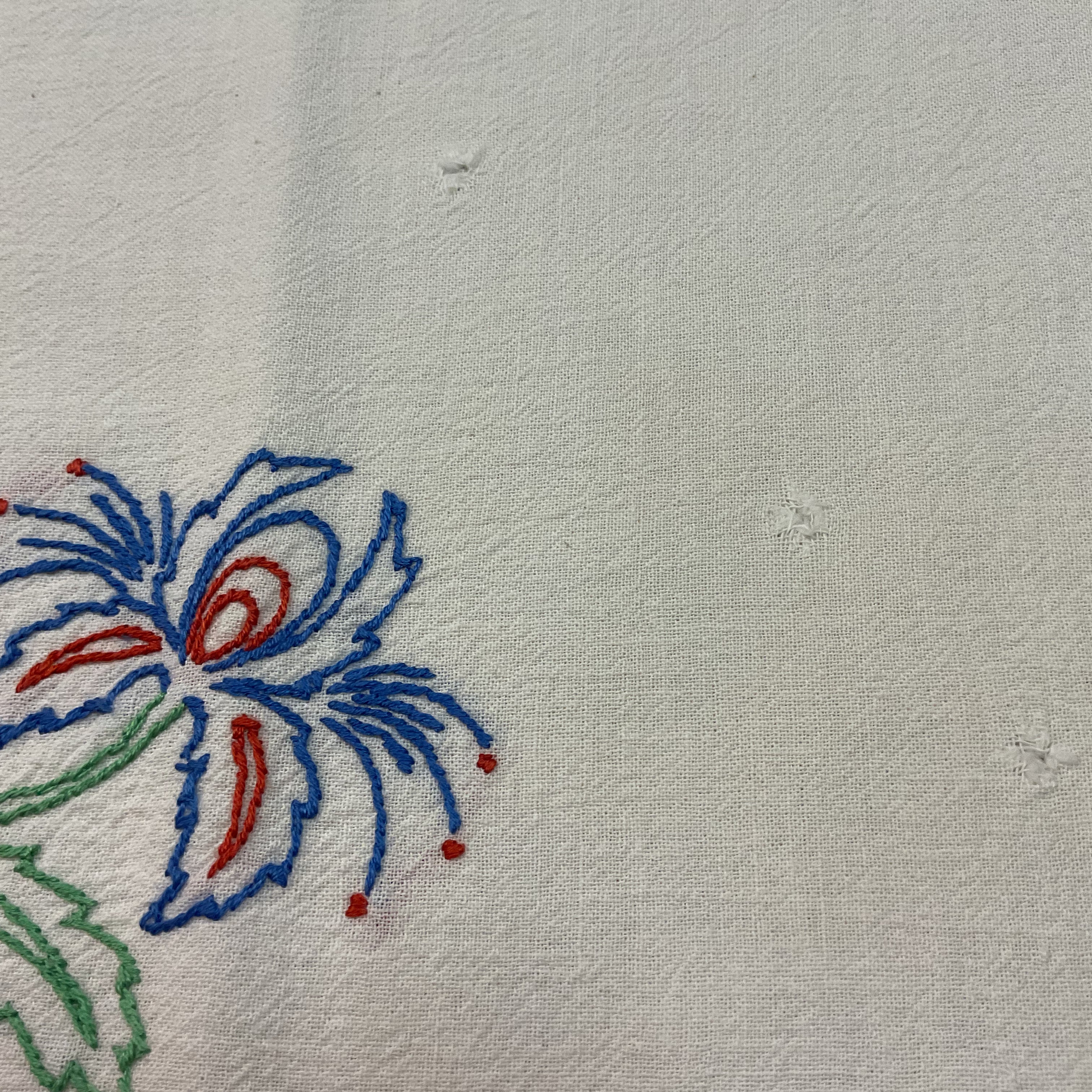 Vintage 1940s Hand Embroidered Pillow Cover Beautiful Bird 17x19