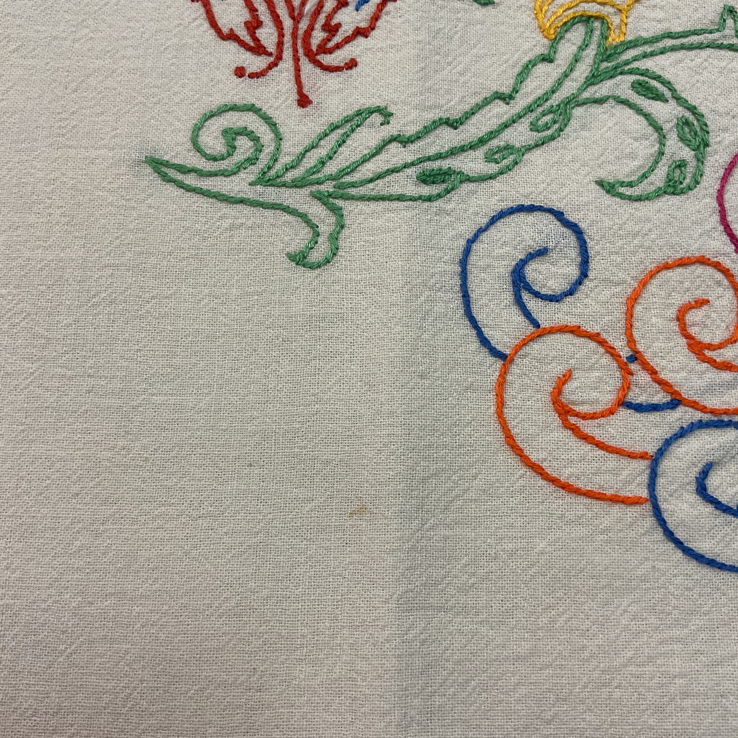 Vintage 1940s Hand Embroidered Pillow Cover Beautiful Bird 17x19