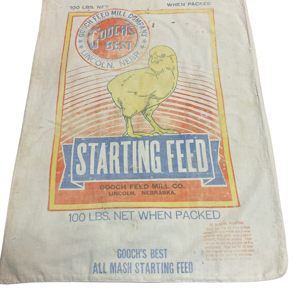 Vintage 1950s Gooch’s Best 100 lb Cloth Feed Sack Baby Chick