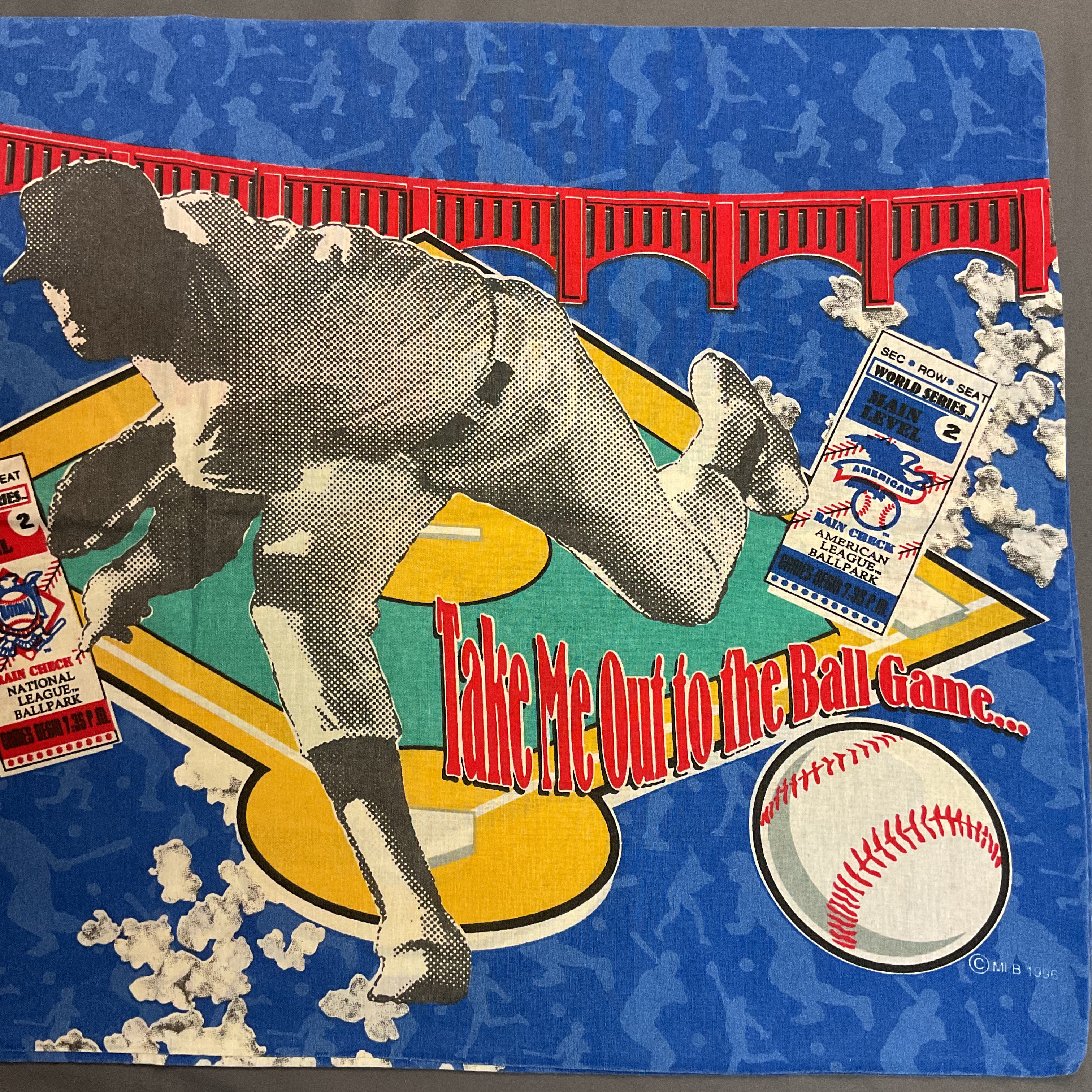Vintage 1996 MLB Pillowcase Take Me Out To The Ballgame 32x19