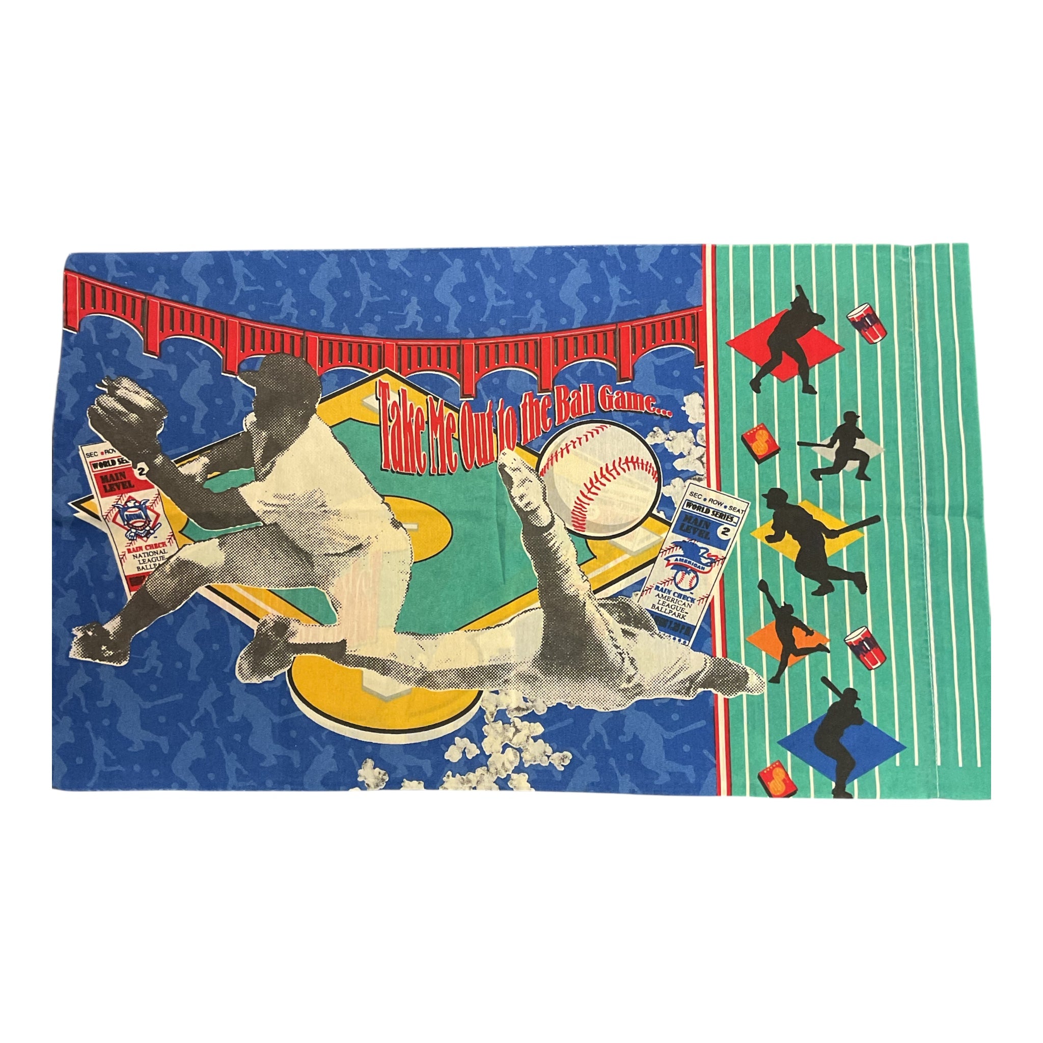 Vintage 1996 MLB Pillowcase Take Me Out To The Ballgame 32x19