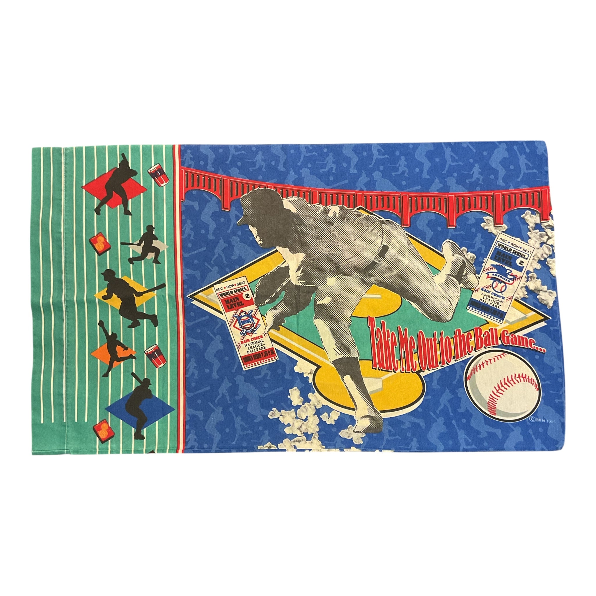 Vintage 1996 MLB Pillowcase Take Me Out To The Ballgame 32x19