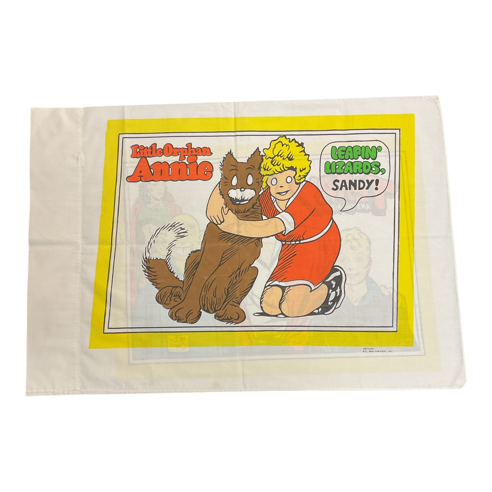 Vintage 1970s Comic Strip Pillowcase Little Orphan Annie 30x20