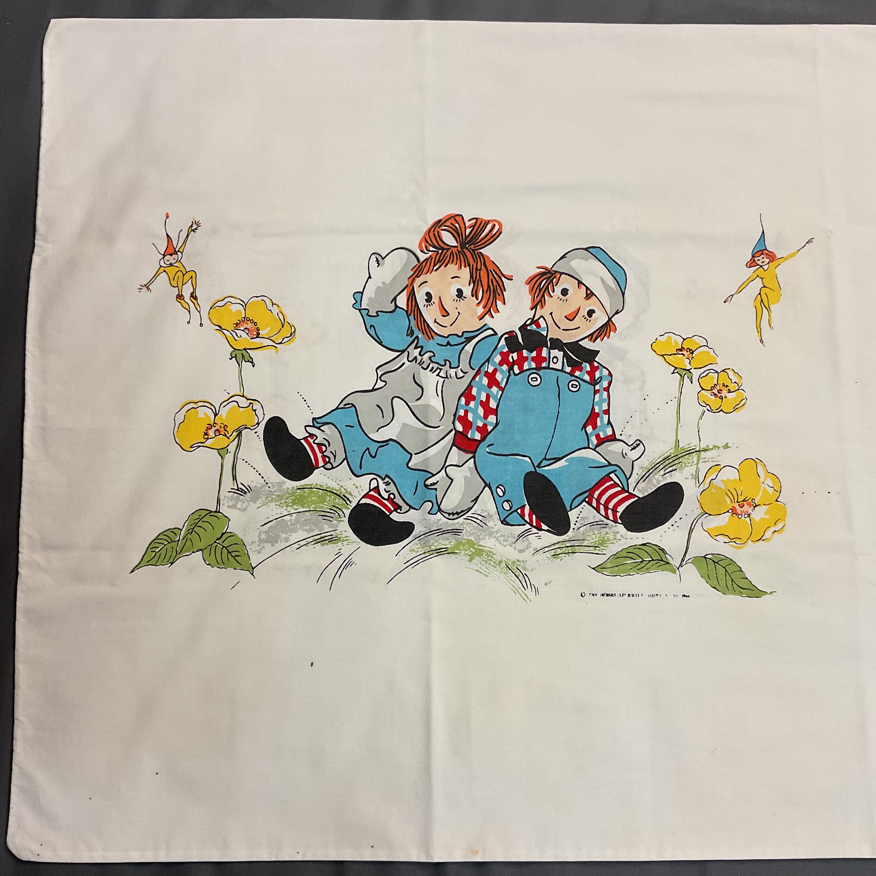 Vintage 1960s Raggedy Ann and Andy Pillowcase Fairies 30x20
