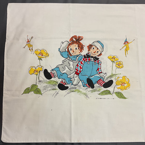 Vintage 1960s Raggedy Ann and Andy Pillowcase Fairies 30x20