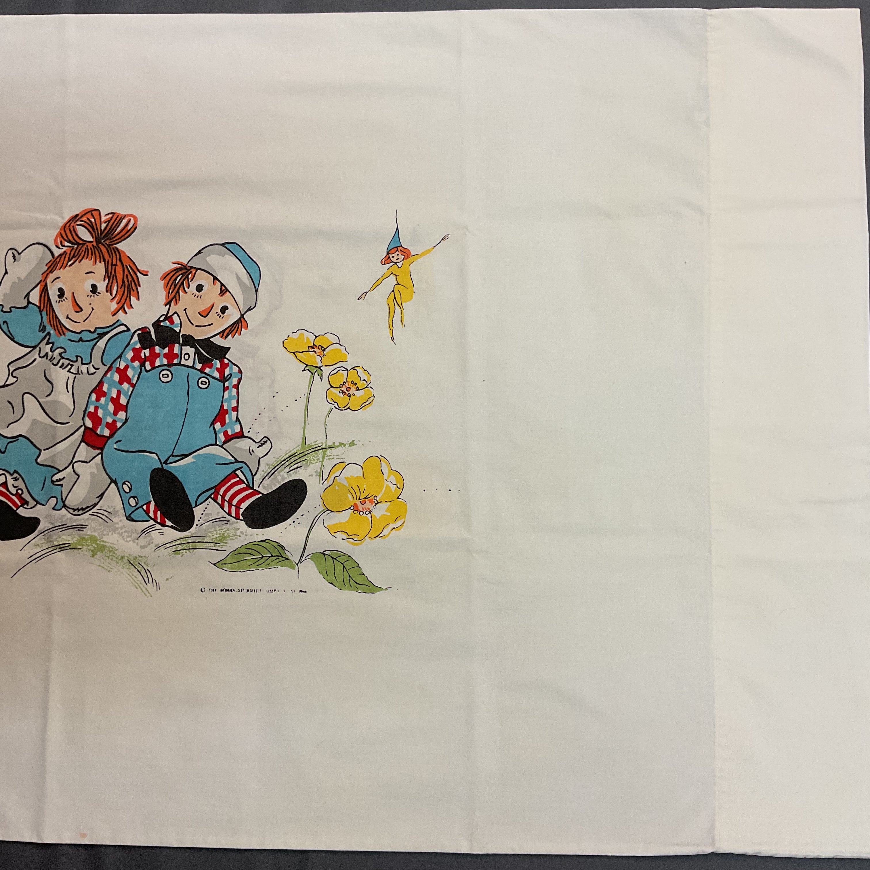 Vintage 1960s Raggedy Ann and Andy Pillowcase Fairies 30x20