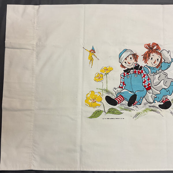 Vintage 1960s Raggedy Ann and Andy Pillowcase Fairies 30x20
