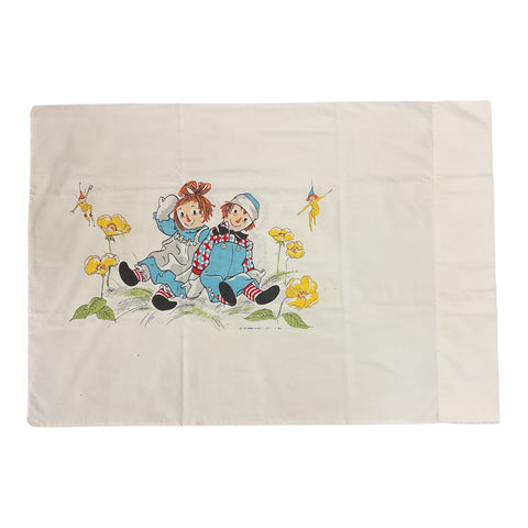 Vintage 1960s Raggedy Ann and Andy Pillowcase Fairies 30x20