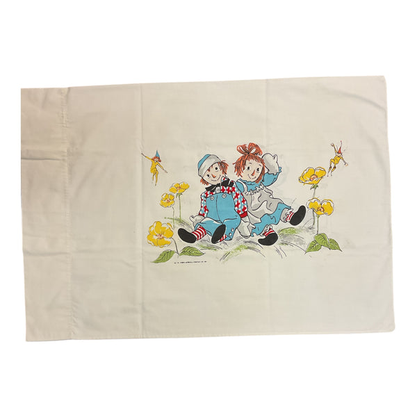 Vintage 1960s Raggedy Ann and Andy Pillowcase Fairies 30x20