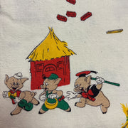 The Three Little Pigs Vintage 1970s Heavy Cotton Fabric 43 x 88