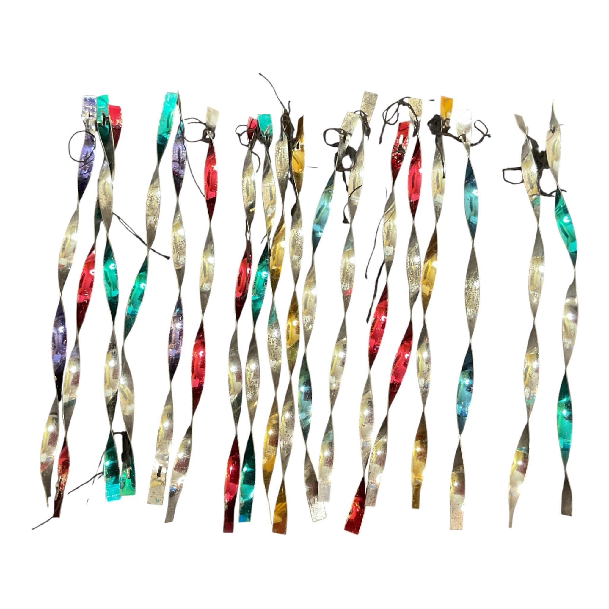 Vintage Twisted Metal Icicle Colorful Christmas Ornaments Lot of 18 - Avid Vintage